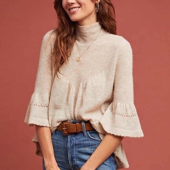 Anthropologie Sweaters - Anthropologie Feather Bone Whitby Bell Sleeve Merino Wool Alpaca Blend Sweater